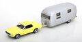 Norev 1:43 Ford Mustang 1968 Light Yellow and Air stream Caravan Jet-car