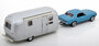 Norev 1:43 Ford Mustang 1968 Blue metallic and Airstream Caravan, Jet-car 1:43_