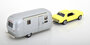 Norev 1:43 Ford Mustang 1968 Light Yellow and Air stream Caravan Jet-car_