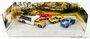 Hot Wheels 1:64 Premium Set no 5 "Going to the Races ", set modellen met Dodge Challenger & Ford Mustang & Chevrolet Camaro & Retro Rig Flatbed Truck_