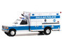 Greenlight 1:64 Ford F-350 Ambulance 1992 "Dallas Police Crime Scene, Dallas Texas" White and Blue "First Responders" -Hobby Exclusive_