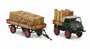 Schuco 1:43 Mercedes Benz Unimog 401 + aanhanger en hout belading_