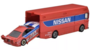 Hotwheels 1:64 Nissan 300 ZX GTS & Euro Hauler Truck 1994 rood, Team Transport no 73_